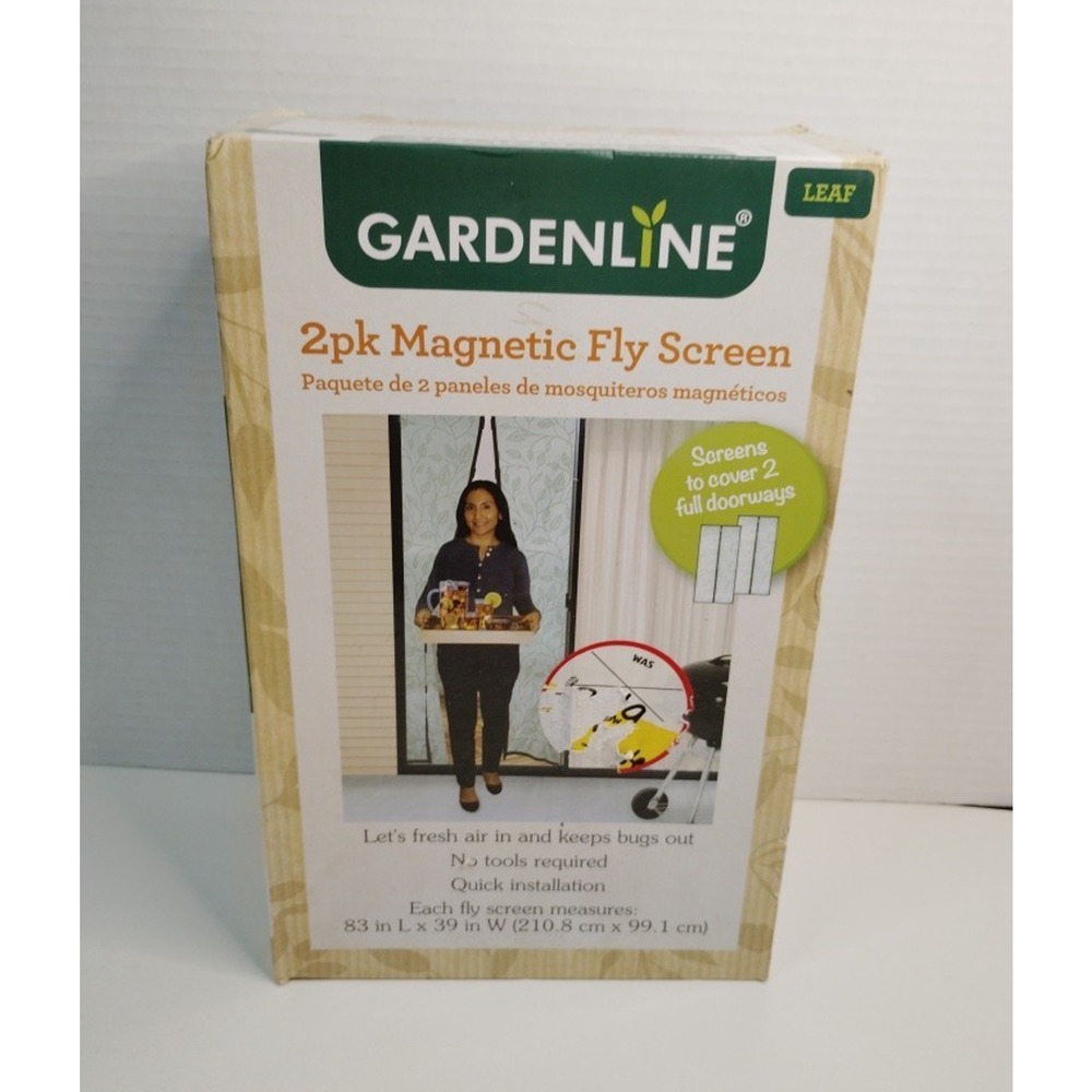 Gardenline 2pk Magnetic Mesh Fly Screen Leaf 83x39in for Doors and RV